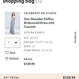 22W Dusty Blue David's Bridal Bridesmaid Dress